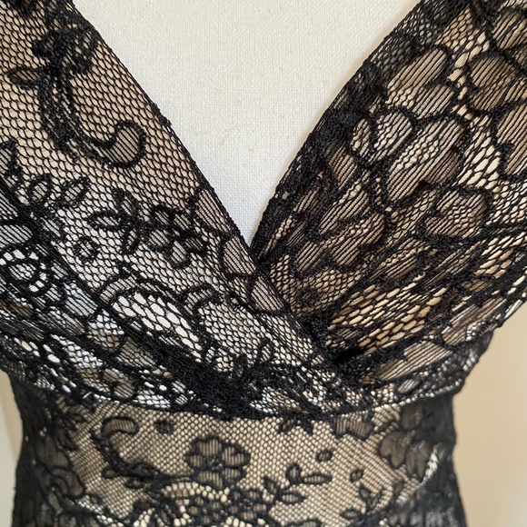 Suzy Shier Black Lace Nude Lined Sleeveless Party Dress- Sz-S - Picture 3 of 16